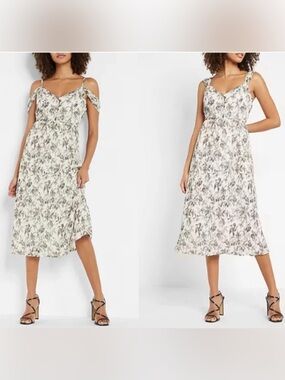 Express Black & White Floral V-Neck Maxi Dress